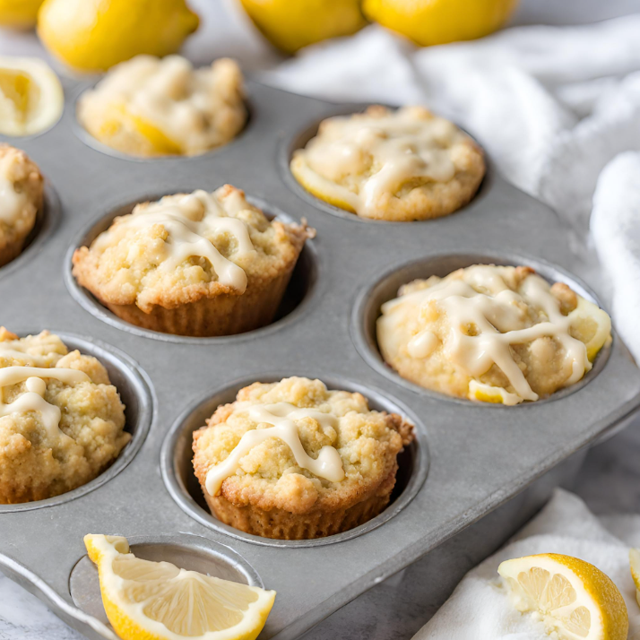 Lemon White Chocolate Chip Muffins with Streusel Topping